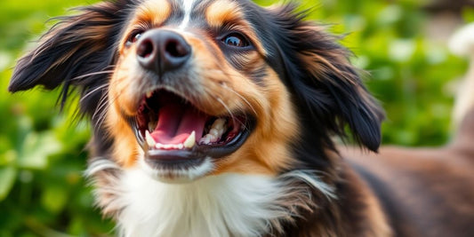Happy dog playing outdoors with healthy, itch-free skin.