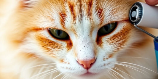 Cat fur with flea dirt and grooming tools nearby.