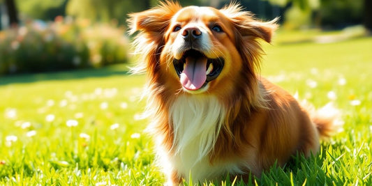 Happy dog playing in a sunny park, healthy and vibrant.