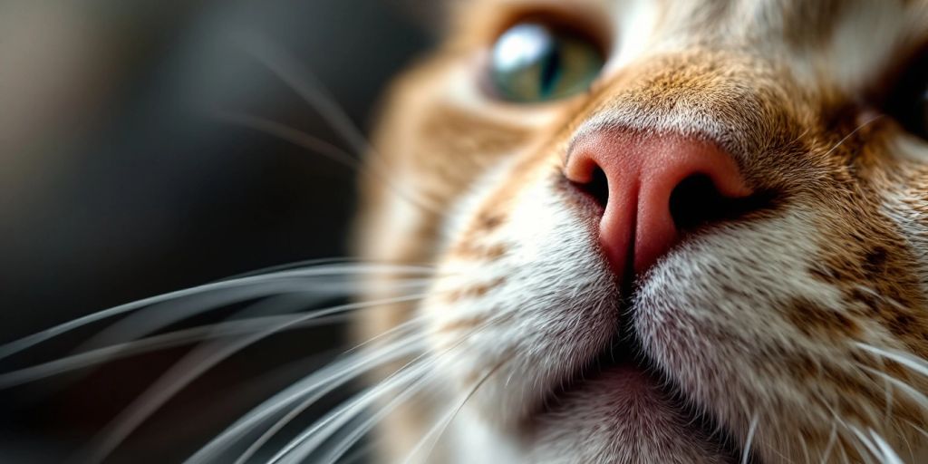 Close-up of unhealthy cat whiskers.