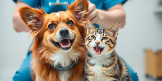 Dog and cat at a vet checkup visit.