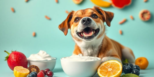 Dog enjoying probiotic paste for digestive health.