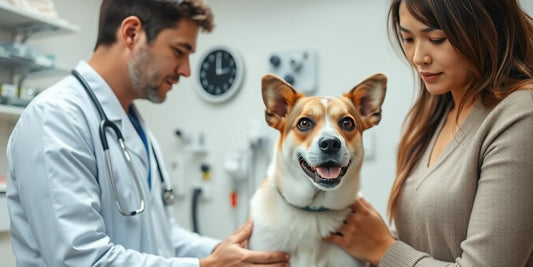 Veterinarian examining a pet in an emergency clinic.