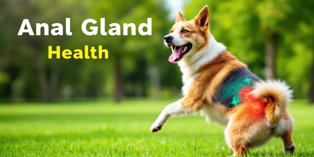 Healthy dog in park, highlighting anal gland health.