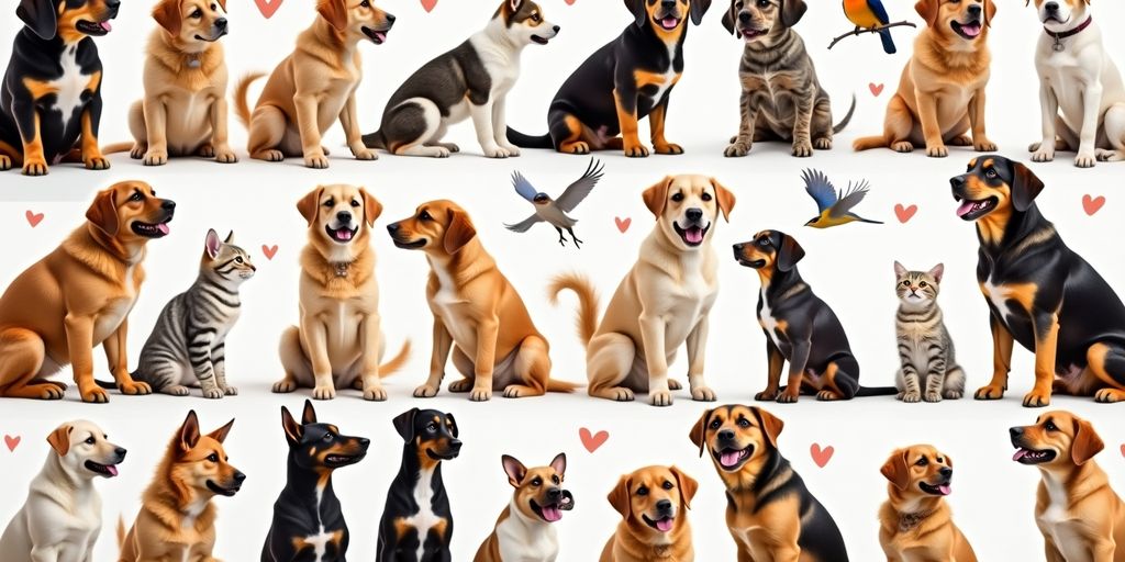 Collage of happy pets with their owners.